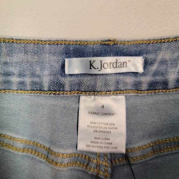 K.Jordan Asymmetrical Left Side Ruffle Acid Wash Slim Blue Jeans Size 4 - Picture 3 of 6